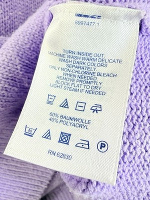 Lands End Sweater Large Womens Lavender Purple Cotton Blend V Neck