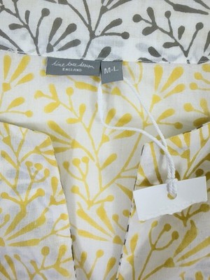 Lime Tree Design Tunic Top Medium Large Block Print Yellow 100% Cotton Women New