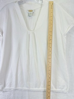 Talbots Sweater Large Short Sleeve White V Neck Womens Vintage