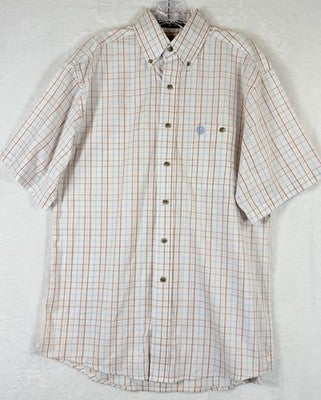 Wrangler George Strait Shirt Small Plaid Short Sleeve Button Up Mens 100% Cotton