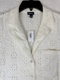 Gap XS Eyelet Poplin Pajama Shirt Top Womens Ivory Short Sleeve New NWT