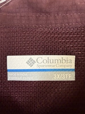 Columbia Shirt Women 3X Burgundy Long Sleeve Top Button Up Plus Size
