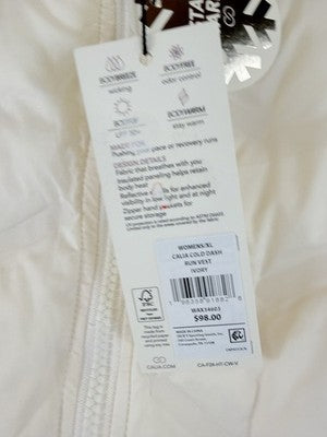 Calia Puffer Vest XL Ivory Womens Run Running Cold Dash Full Zip New NWT