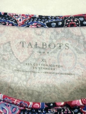 Talbots Tee XL Long Sleeve Cotton Stretch Top Purple Paisley Womens