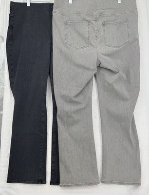 NYDJ Pull On Jeans 1X Gray Black Lot SanSpring Denim Lift Tuck Plus Size Womens