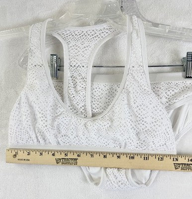 Venus Bikini Set Crochet White Size 4 Top New 6 Bottom Racerback Swimwear Women