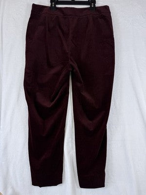 Talbots Velveteen Pants 10 Curvy Burgundy Side Zip Women’s