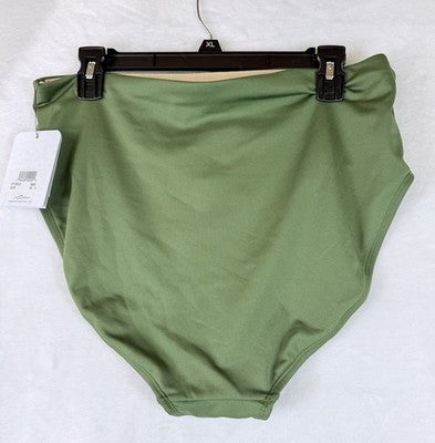 Dolfin AQUASHAPE Bikini Bottom XL Womens High Waisted Olive Green Swim New