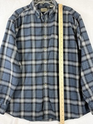 LL Bean Flannel Shirt XL Mens Blue Plaid Long Sleeve Button Down