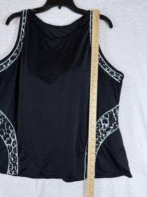 Swimsuits For All Aquabelle 26 Tankini Top Black Cheetah Print Plus Size Womens