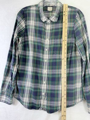 J Crew The Perfect Shirt Womens Small Green Plaid Flannel Top Button Down