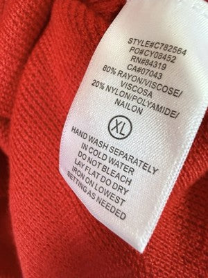 Cyrus Sweater XL Womens Red V Neck Long Sleeve Tops New NWT