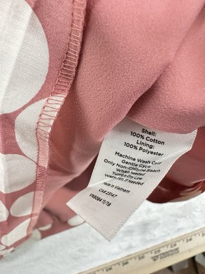 Talbots Dress 2 Ruffle Neck Poplin Sleeveless Shift Dress Pink White Dots Womens