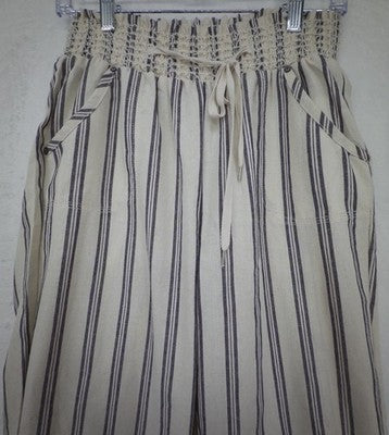 Ci Sono Pants Medium Pull On Straight Leg Lightweight Cotton Blend Ivory Gray