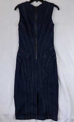Gap Studio Denim Dress 6 Women Seamed Midi Dark Blue Women GapStudio New