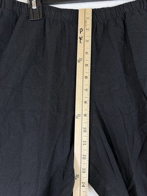 Gap Wide Leg Linen Pants Women Medium Petite Black Pull On Easy Pockets New NWT