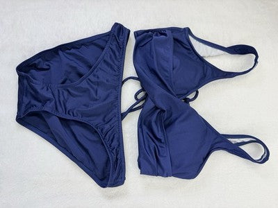 Venus Bikini Set Medium Bottoms 4 Halter Top Navy Blue Swimsuit Womens