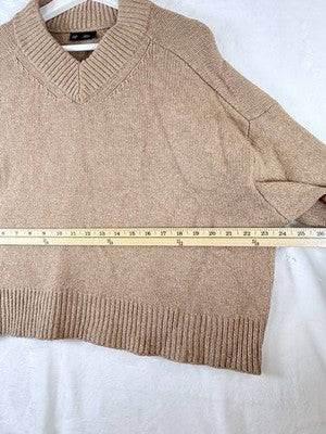 Gap Cashsoft Sweater Small Cropped V Neck Boxy Long Sleeve Camel Beige Womens
