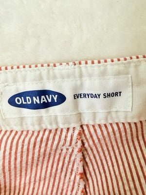 Old Navy Everyday Shorts 10 Womens 4” Pink White Striped Cotton Stretch