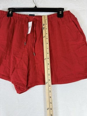 Gap Cotton Gauze Shorts Medium Pull On 4” Red Pockets Womens New NWT