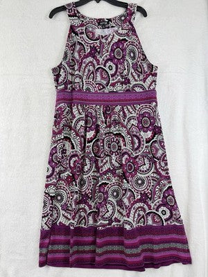 Apt 9 Dress Medium Petite Sleeveless Purple Paisley Fit Flare Womens
