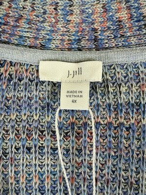 J Jill 4X Sweater Space Dye Marled V Neck 3/4 Sleeve Tunic Top Plus Size New NWT