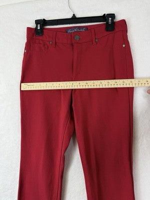 Gloria Vanderbilt Pants 6 Red Knit Skinny 5 Pocket Stretch Womens