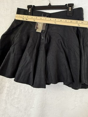 J Crew Mini Skirt 4 100% Linen Black Flare Ruffled Womens New NWT