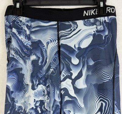 Nike Pro Womens Large Training Leggings Cropped Dri Fit Blue Workout Gym