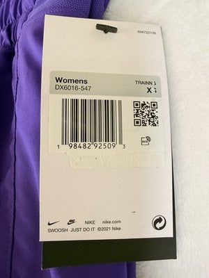 Nike One Womens Dri-FIT High-Waisted 3" 2-in-1 Shorts XS Purple New