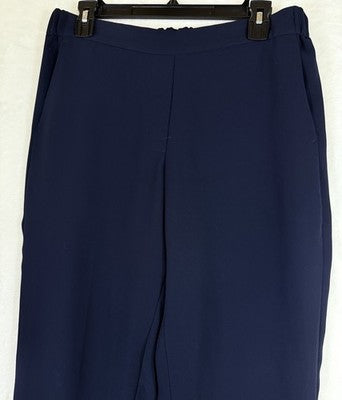 J Crew Dress Pants 10 Womens Navy Blue Pull On Elastic Back Lightweight