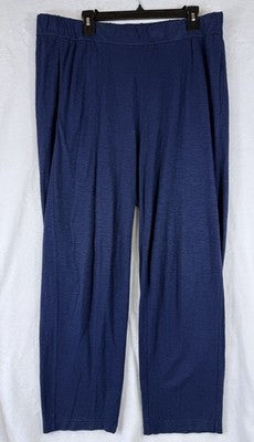 Eileen Fisher Lantern Pants Large Blue Hemp Organic Cotton Pull On Knit Women