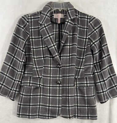 Laurie Felt Size 6 Jacket Gray Plaid Wool Blend Blazer Womens Soft