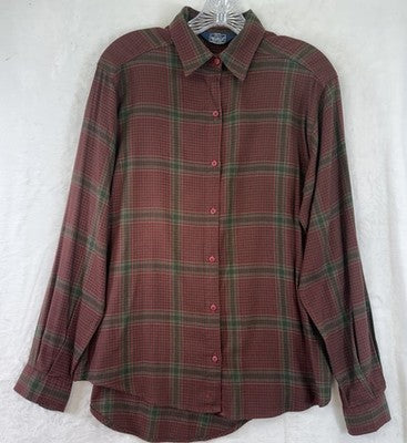 Woolrich Shirt Womens 10 Vintage Red Plaid Button Up Long Sleeve