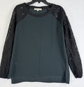 LOFT Top Small Long Sleeve Green Lace Sleeve Blouse Womens