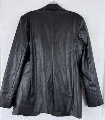 A New Day Faux Leather Jacket Medium Womens Black Blazer New NWT
