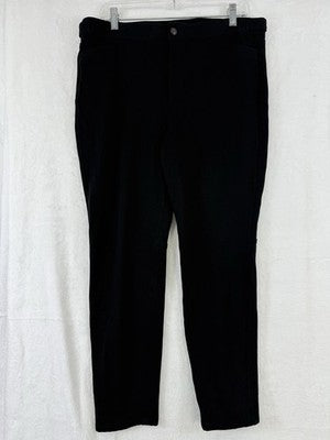 Talbots Lexington Pants 12 Black Textured Point Knit Gold Buttons Womens