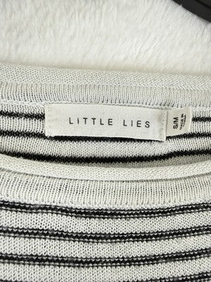 Little Lies Sweater Small Medium Black White Stripe Roll Hem Womens Knit Top
