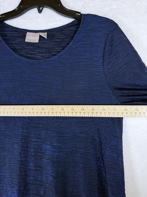 Chicos Tops Size 1 3/4 Sleeves Blue Asymmetrical Hem Womens Medium Blue Top