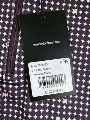 Bad Birdie Womens Medium Golf Top UV Long Sleeve Shirt Throwing Dart New NWT $88
