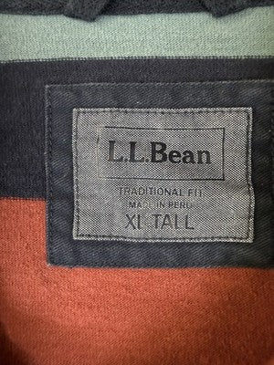 LL Bean Rugby Shirt XL Tall Polo Long Sleeve Knit Mens XLT Traditional Fit