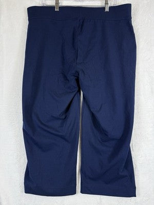 Lands End Starfish Crop Pants XL Navy Blue Knit Pull On Cotton Stretch Womens