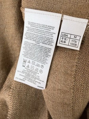 Brooks Brothers Italian Yarn Sweater Merino Wool Medium Mens Camel Beige