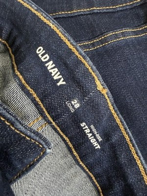 Old Navy Jeans 28 Long High Rise Straight Leg Plus Size Womens Dark Blue