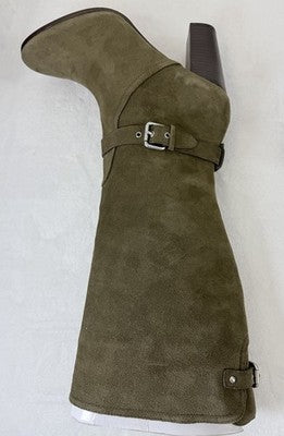 Coach Boots Womens Size 9.5 Beverly Mid Calf Green Suede Leather Block Heel