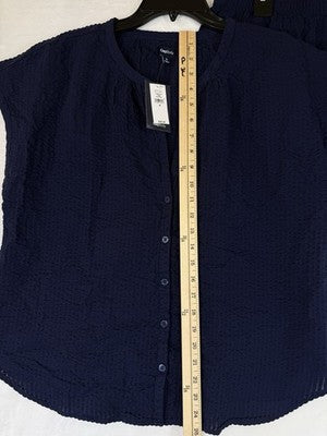 Gap Body Pajama Set Medium Top Shorts 100% Cotton PJ Seersucker Womens New NWT