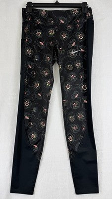 Nike Womens Small Racer Printed Running Tights Black Hibiscus Floral