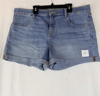Old Navy Denim Shorts 14 Women Jeans Jean Roll Hem 3” Blue Mid Rise
