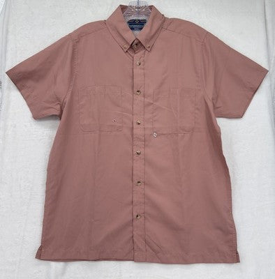 X Caster Shirt Small Salmon Pink Short Sleeve Button Up Mens XCaster Fishing UPF