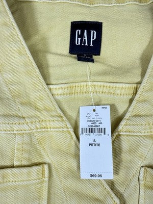 Gap Denim Mini Dress Small Petite Womens Yellow Denim Utility Sleeveless Women